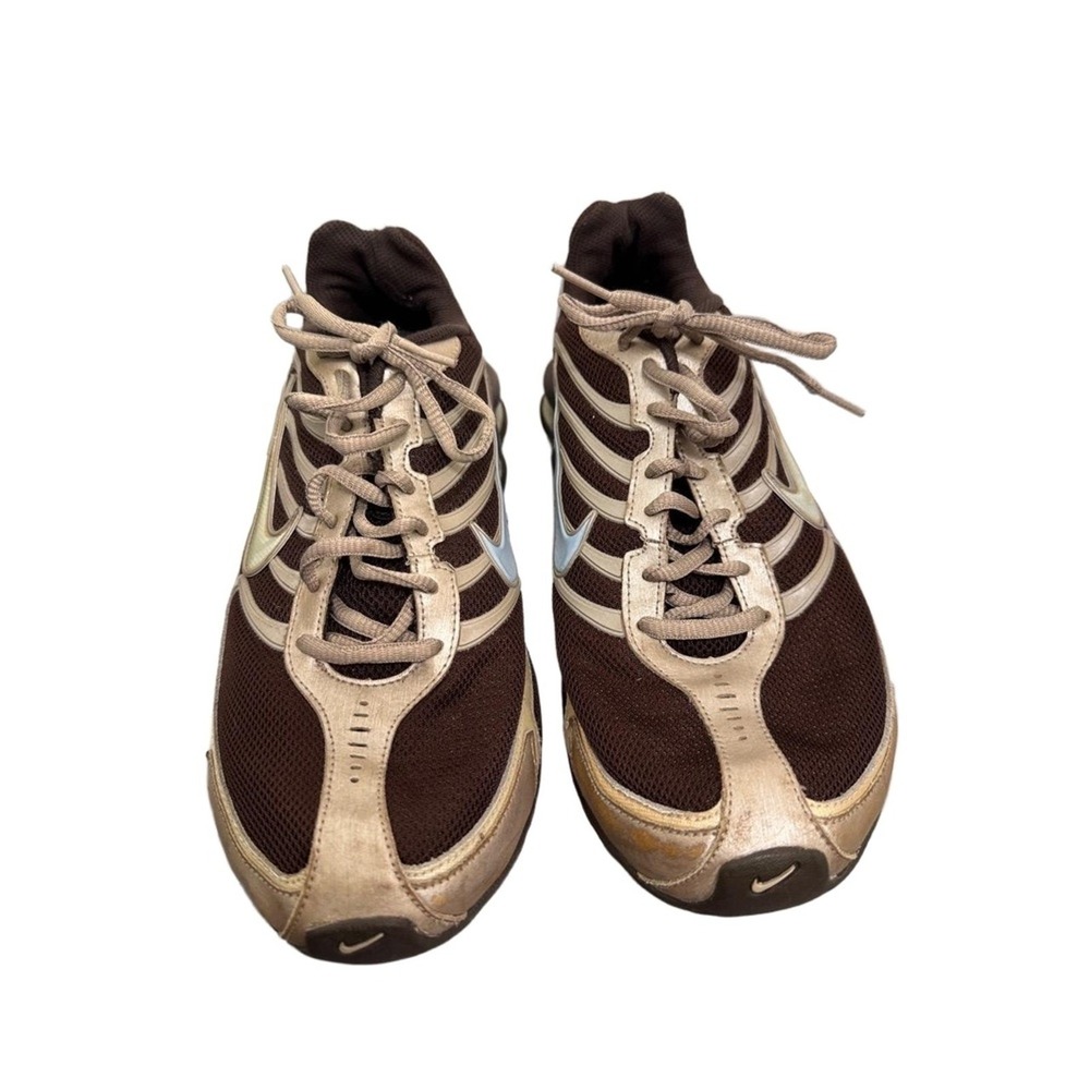 Nike Reax 3 Shoes Womans 10 Running Brown Gold Lace Up Active Mesh Swoosh